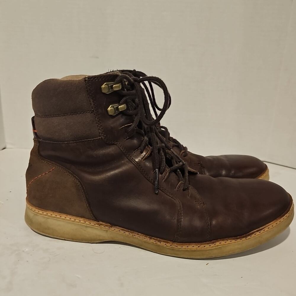 AHNU ROANOKE CORDUROY BROWN LEATHER LACE UP ANKLE SHORT BOOTS 12